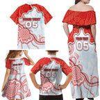 Custom Swans Football Family Matching Off Shoulder Maxi Dress and Hawaiian Shirt Aboriginal Dot Art Pattern