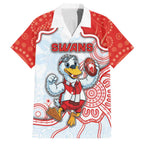 Custom Swans Football Family Matching Off Shoulder Short Dress and Hawaiian Shirt Aboriginal Dot Art Pattern