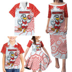 Custom Swans Football Family Matching Puletasi and Hawaiian Shirt Aboriginal Dot Art Pattern