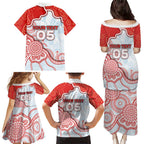 Custom Swans Football Family Matching Puletasi and Hawaiian Shirt Aboriginal Dot Art Pattern