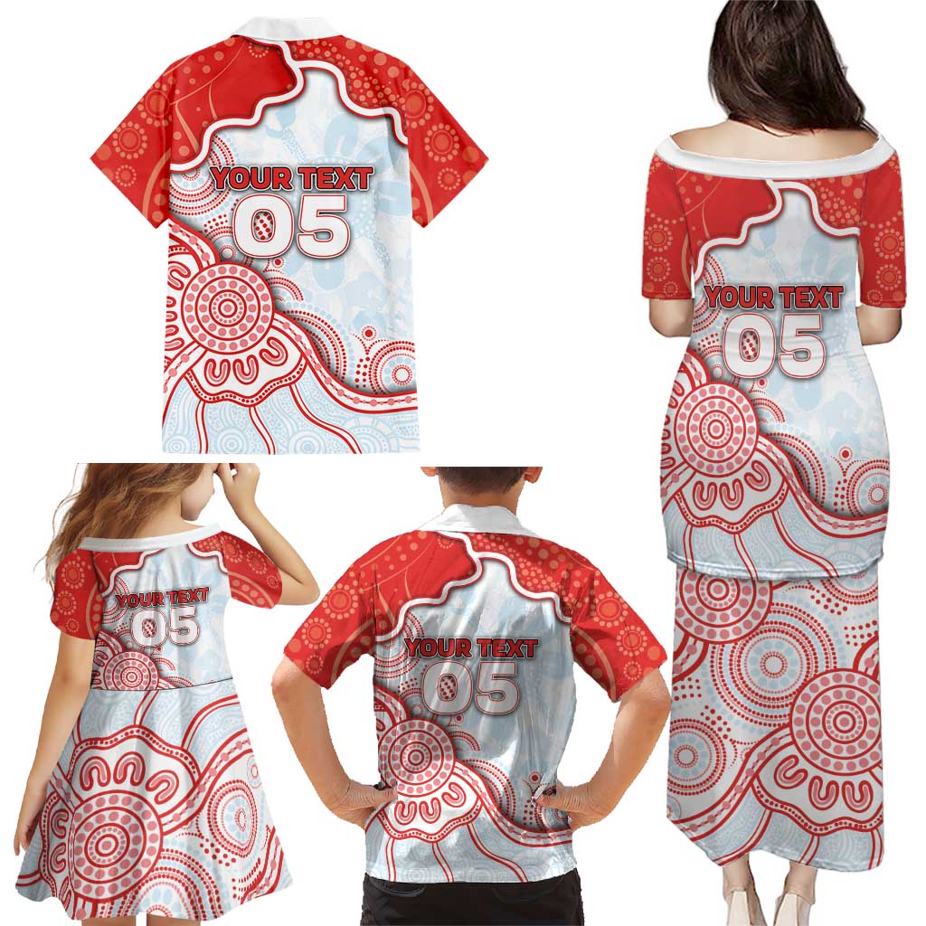 Custom Swans Football Family Matching Puletasi and Hawaiian Shirt Aboriginal Dot Art Pattern