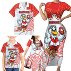 Custom Swans Football Family Matching Short Sleeve Bodycon Dress and Hawaiian Shirt Aboriginal Dot Art Pattern