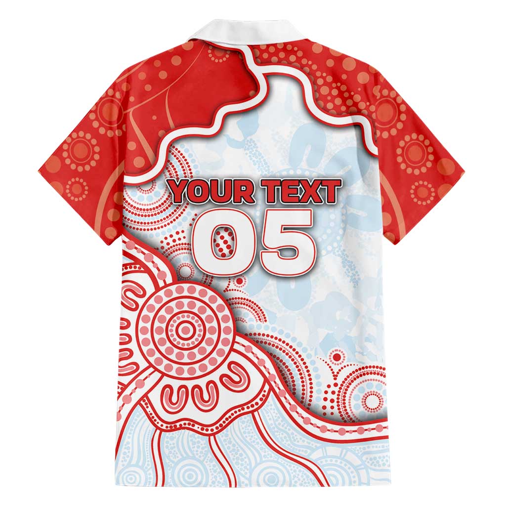 Custom Swans Football Family Matching Short Sleeve Bodycon Dress and Hawaiian Shirt Aboriginal Dot Art Pattern