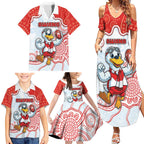 Custom Swans Football Family Matching Summer Maxi Dress and Hawaiian Shirt Aboriginal Dot Art Pattern