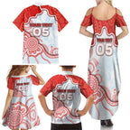 Custom Swans Football Family Matching Summer Maxi Dress and Hawaiian Shirt Aboriginal Dot Art Pattern