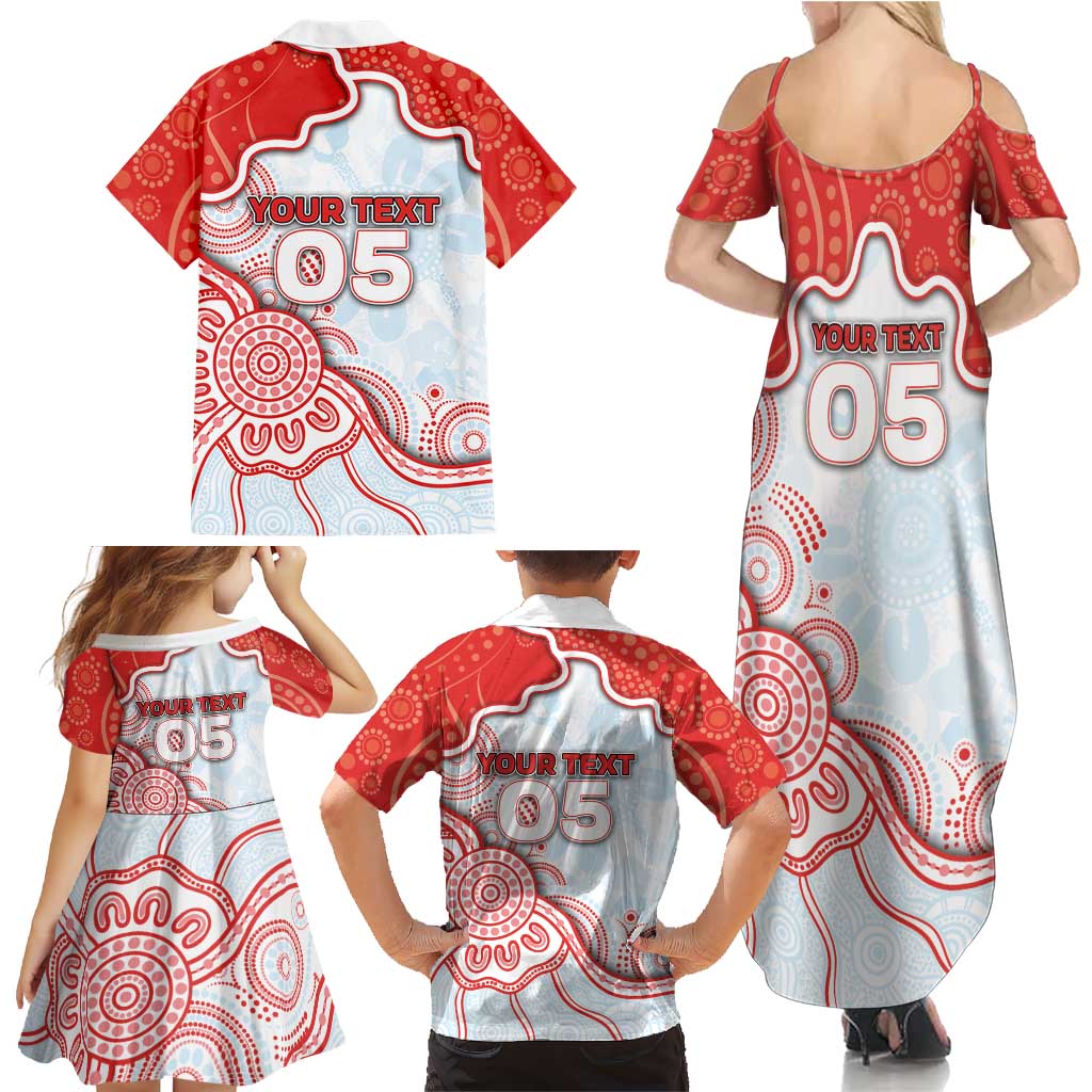 Custom Swans Football Family Matching Summer Maxi Dress and Hawaiian Shirt Aboriginal Dot Art Pattern