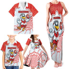 Custom Swans Football Family Matching Tank Maxi Dress and Hawaiian Shirt Aboriginal Dot Art Pattern
