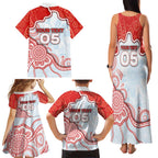 Custom Swans Football Family Matching Tank Maxi Dress and Hawaiian Shirt Aboriginal Dot Art Pattern