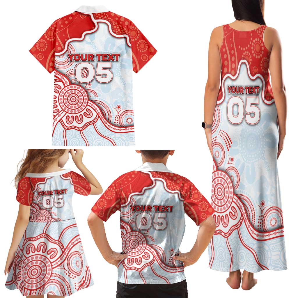 Custom Swans Football Family Matching Tank Maxi Dress and Hawaiian Shirt Aboriginal Dot Art Pattern