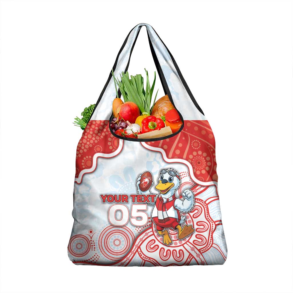 Custom Swans Football Grocery Bag Aboriginal Dot Art Pattern