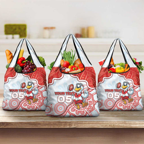 Custom Swans Football Grocery Bag Aboriginal Dot Art Pattern