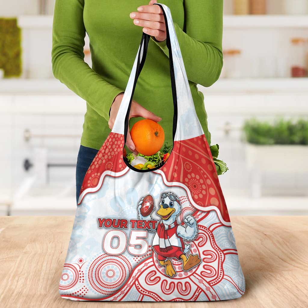 Custom Swans Football Grocery Bag Aboriginal Dot Art Pattern