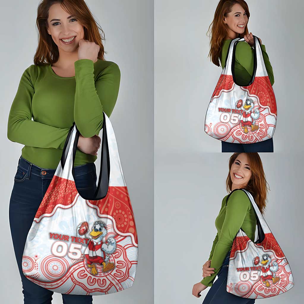 Custom Swans Football Grocery Bag Aboriginal Dot Art Pattern