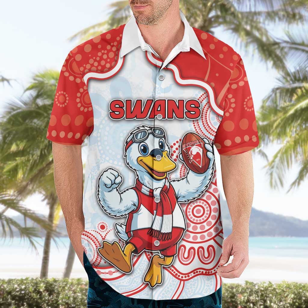 Custom Swans Football Hawaiian Shirt Aboriginal Dot Art Pattern