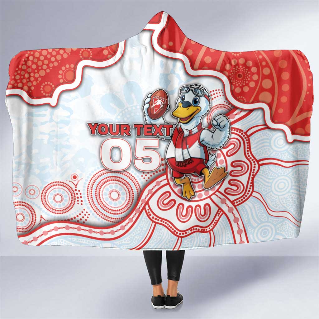 Custom Swans Football Hooded Blanket Aboriginal Dot Art Pattern