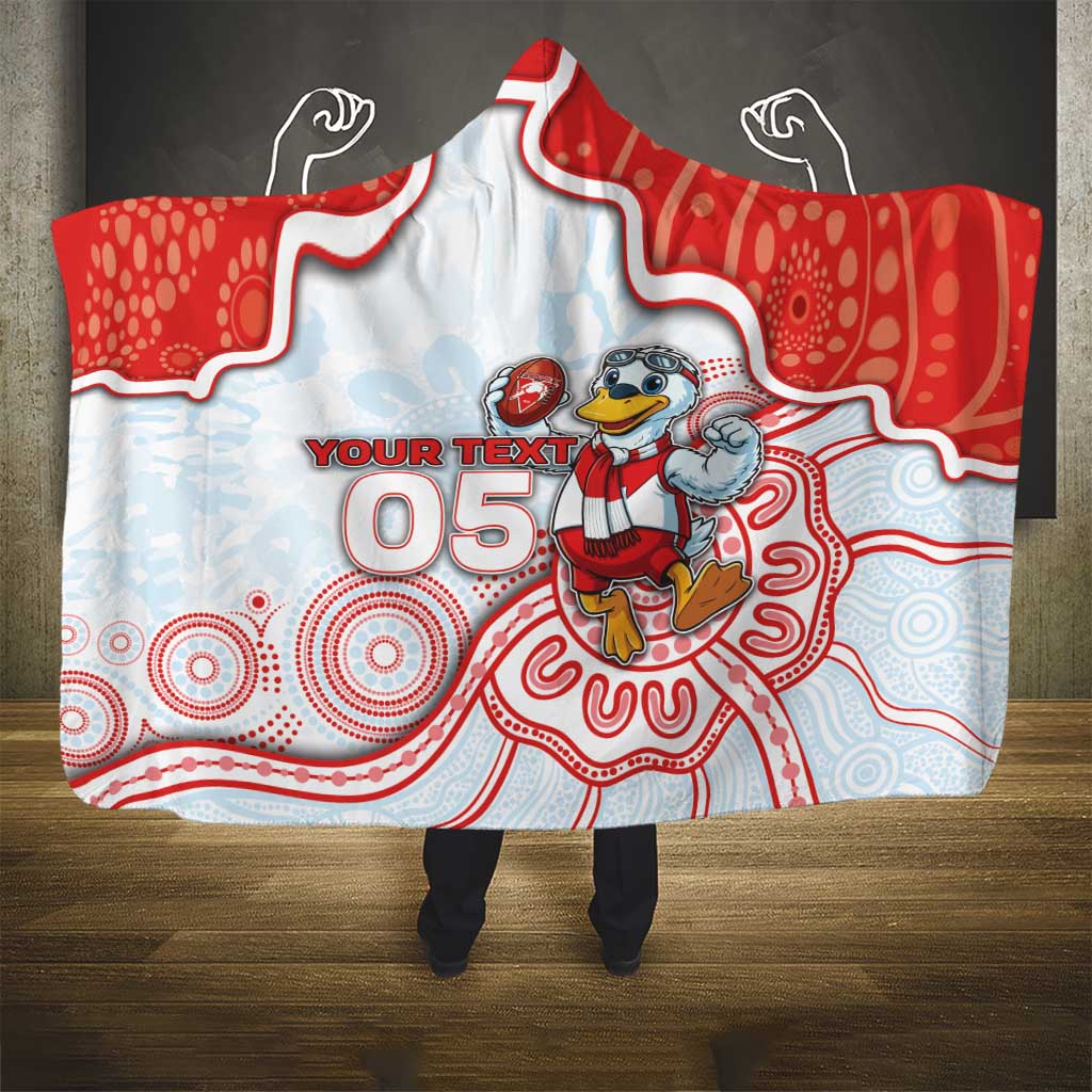 Custom Swans Football Hooded Blanket Aboriginal Dot Art Pattern