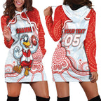 Custom Swans Football Hoodie Dress Aboriginal Dot Art Pattern