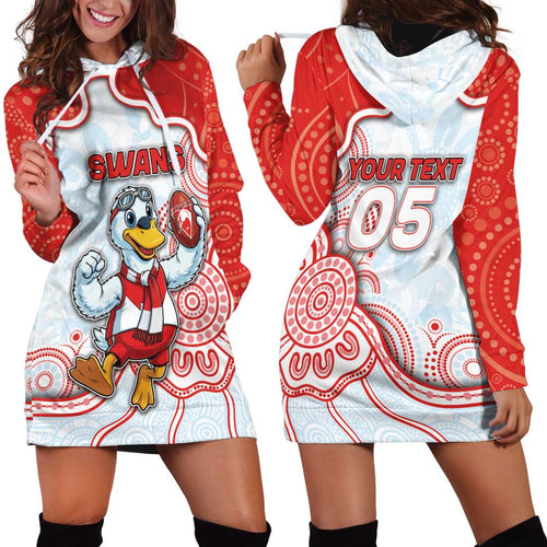Custom Swans Football Hoodie Dress Aboriginal Dot Art Pattern