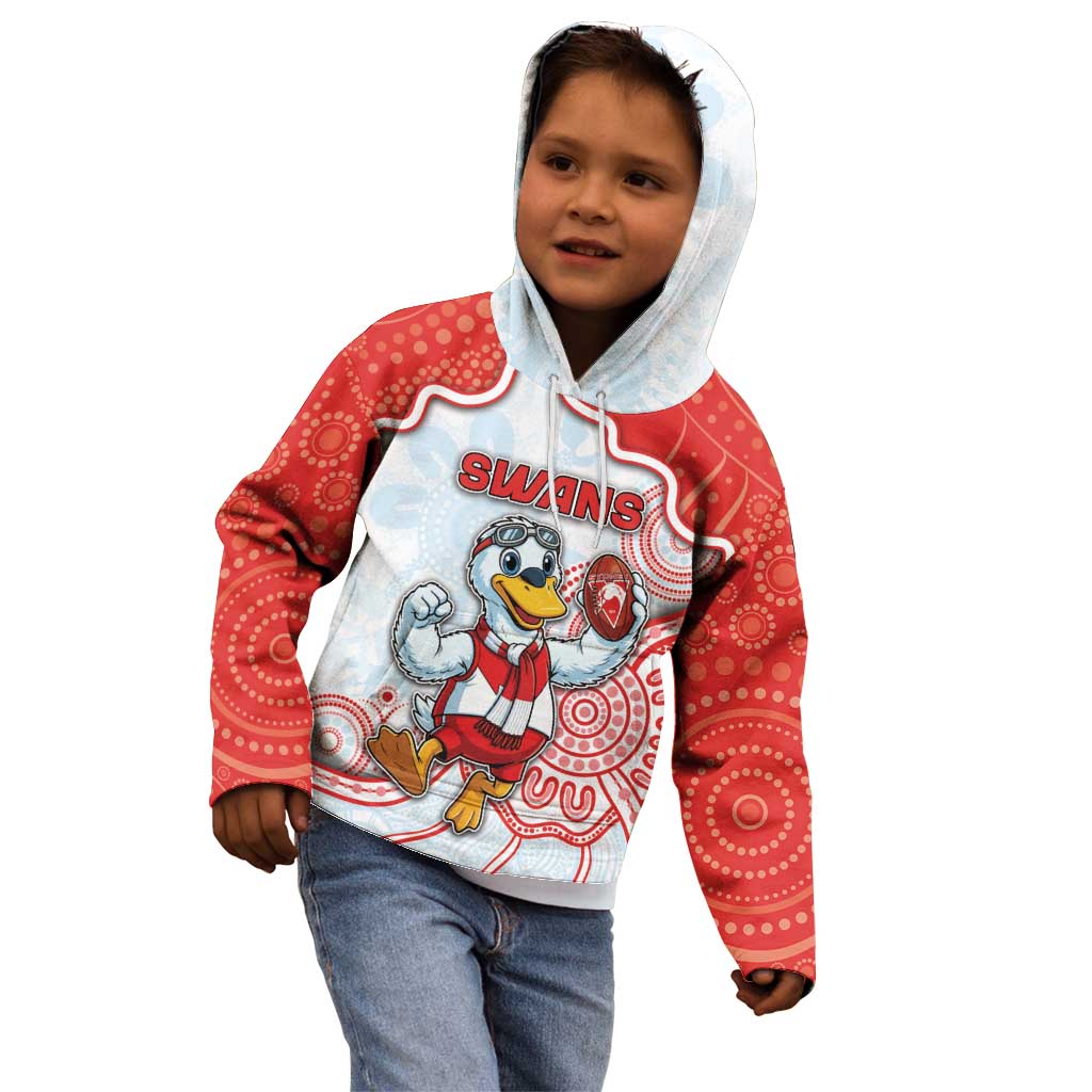 Custom Swans Football Kid Hoodie Aboriginal Dot Art Pattern