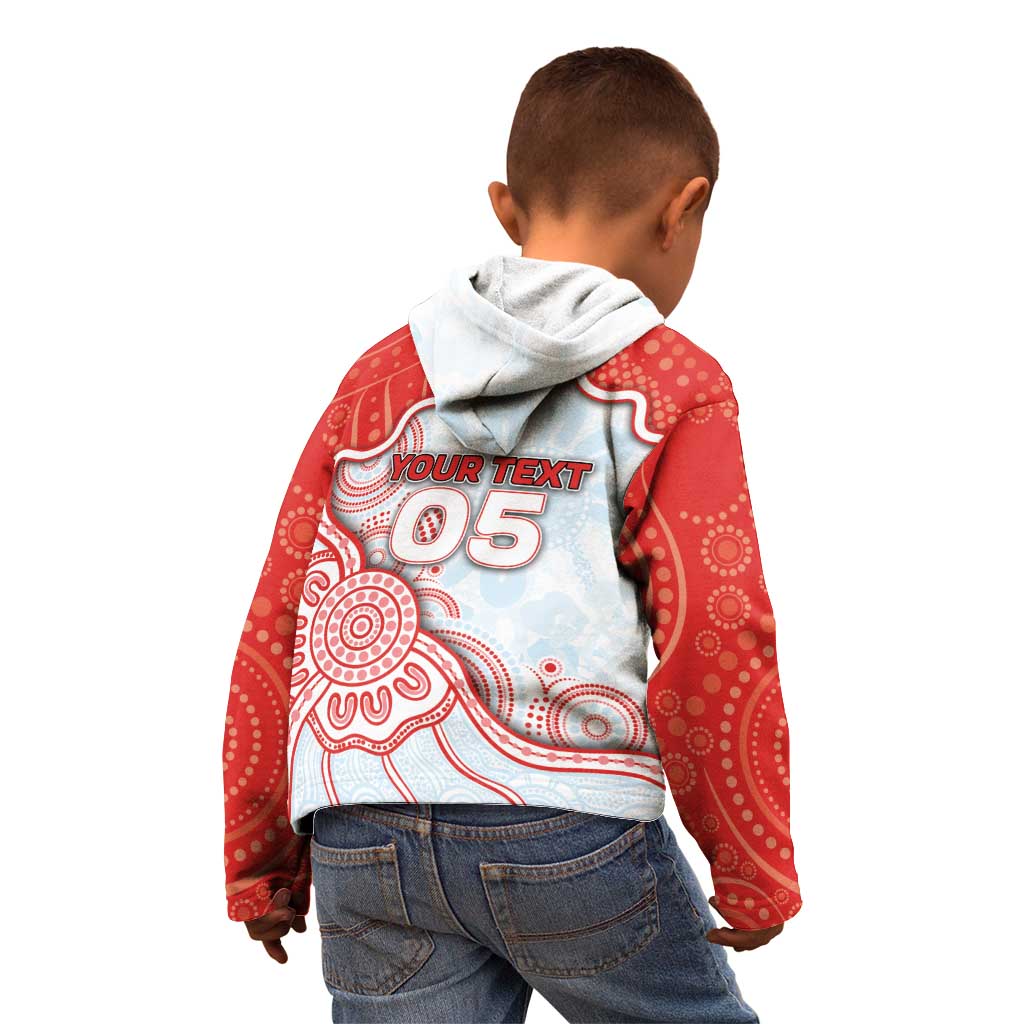 Custom Swans Football Kid Hoodie Aboriginal Dot Art Pattern