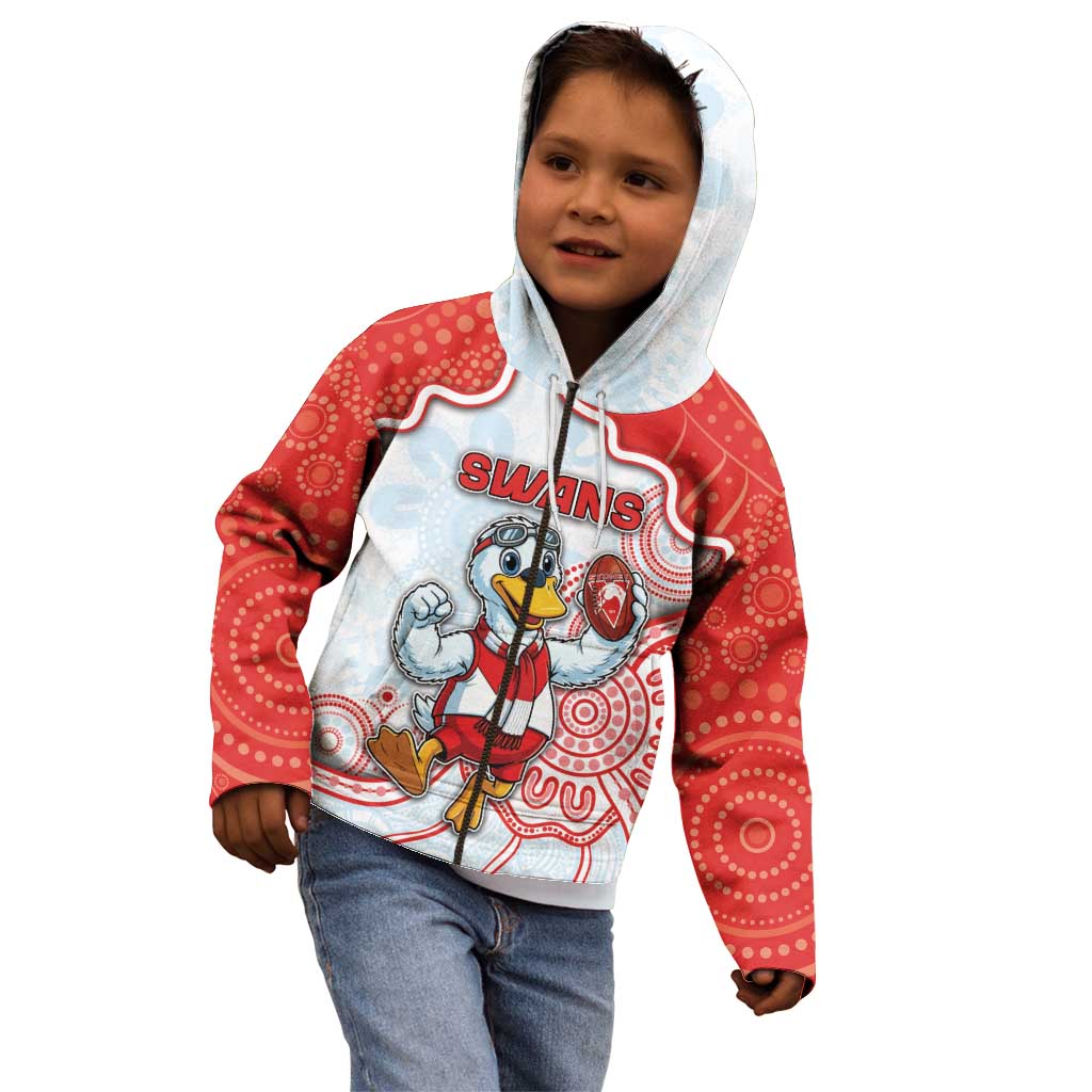 Custom Swans Football Kid Hoodie Aboriginal Dot Art Pattern