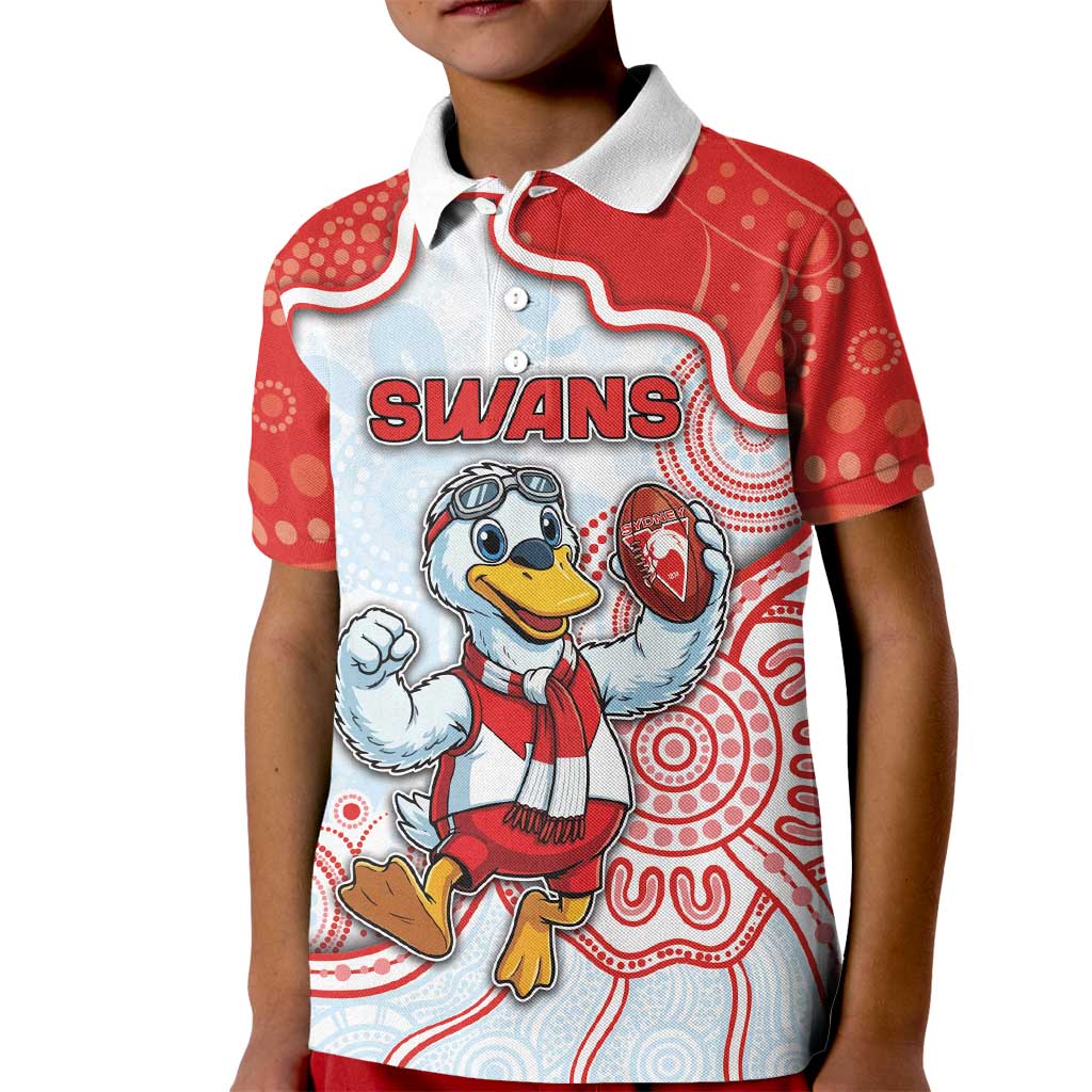 Custom Swans Football Kid Polo Shirt Aboriginal Dot Art Pattern