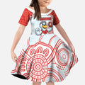 Custom Swans Football Kid Short Sleeve Dress Aboriginal Dot Art Pattern