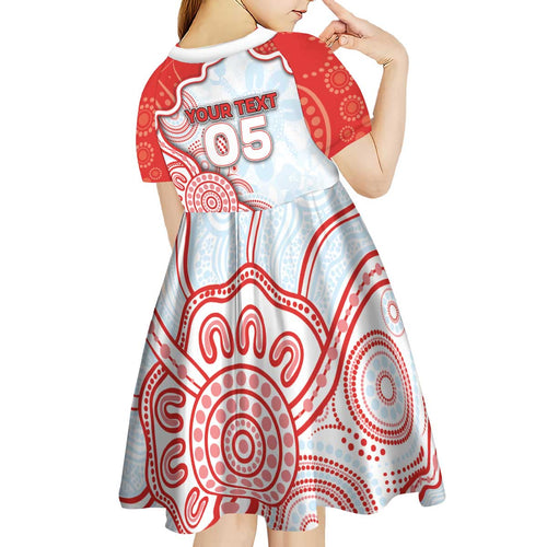 Custom Swans Football Kid Short Sleeve Dress Aboriginal Dot Art Pattern
