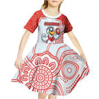 Custom Swans Football Kid Short Sleeve Dress Aboriginal Dot Art Pattern