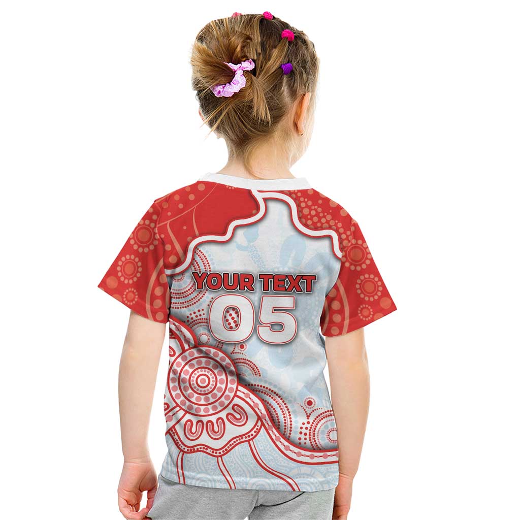 Custom Swans Football Kid T Shirt Aboriginal Dot Art Pattern