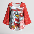 Custom Swans Football Kimono Sleeve Blouse Aboriginal Dot Art Pattern