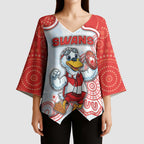 Custom Swans Football Kimono Sleeve Blouse Aboriginal Dot Art Pattern