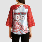 Custom Swans Football Kimono Sleeve Blouse Aboriginal Dot Art Pattern