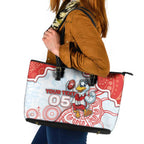 Custom Swans Football Leather Tote Bag Aboriginal Dot Art Pattern