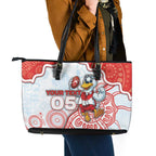Custom Swans Football Leather Tote Bag Aboriginal Dot Art Pattern