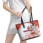 Custom Swans Football Leather Tote Bag Aboriginal Dot Art Pattern
