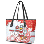 Custom Swans Football Leather Tote Bag Aboriginal Dot Art Pattern