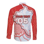 Custom Swans Football Long Sleeve Button Shirt Aboriginal Dot Art Pattern
