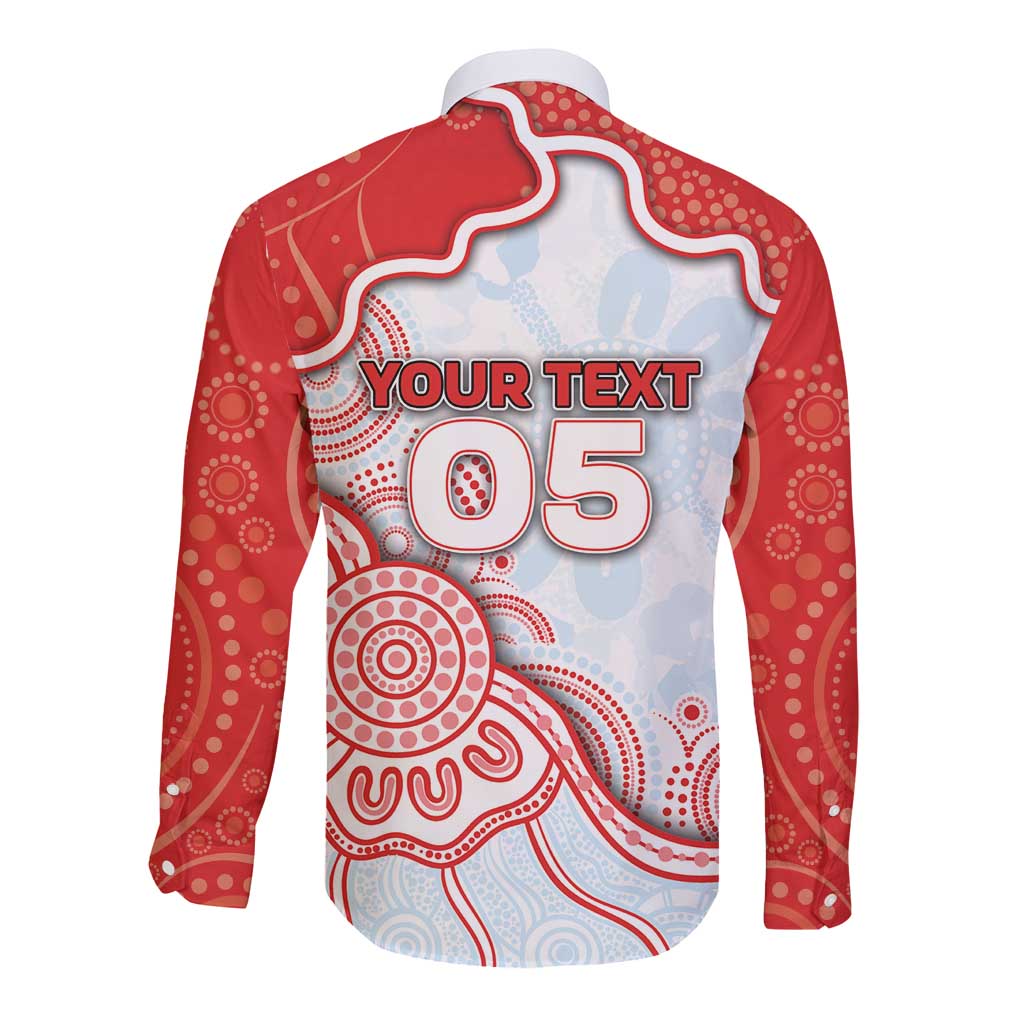 Custom Swans Football Long Sleeve Button Shirt Aboriginal Dot Art Pattern