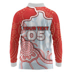 Custom Swans Football Long Sleeve Polo Shirt Aboriginal Dot Art Pattern