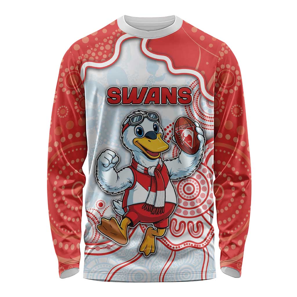 Custom Swans Football Long Sleeve Shirt Aboriginal Dot Art Pattern