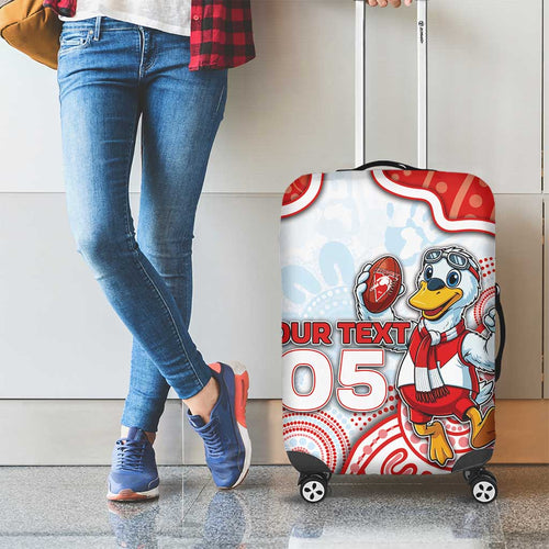 Custom Swans Football Luggage Cover Aboriginal Dot Art Pattern
