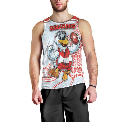 Custom Swans Football Men Tank Top Aboriginal Dot Art Pattern