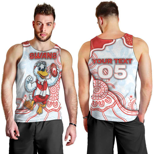 Custom Swans Football Men Tank Top Aboriginal Dot Art Pattern