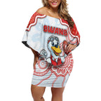 Custom Swans Football Off Shoulder Short Dress Aboriginal Dot Art Pattern