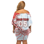 Custom Swans Football Off Shoulder Short Dress Aboriginal Dot Art Pattern