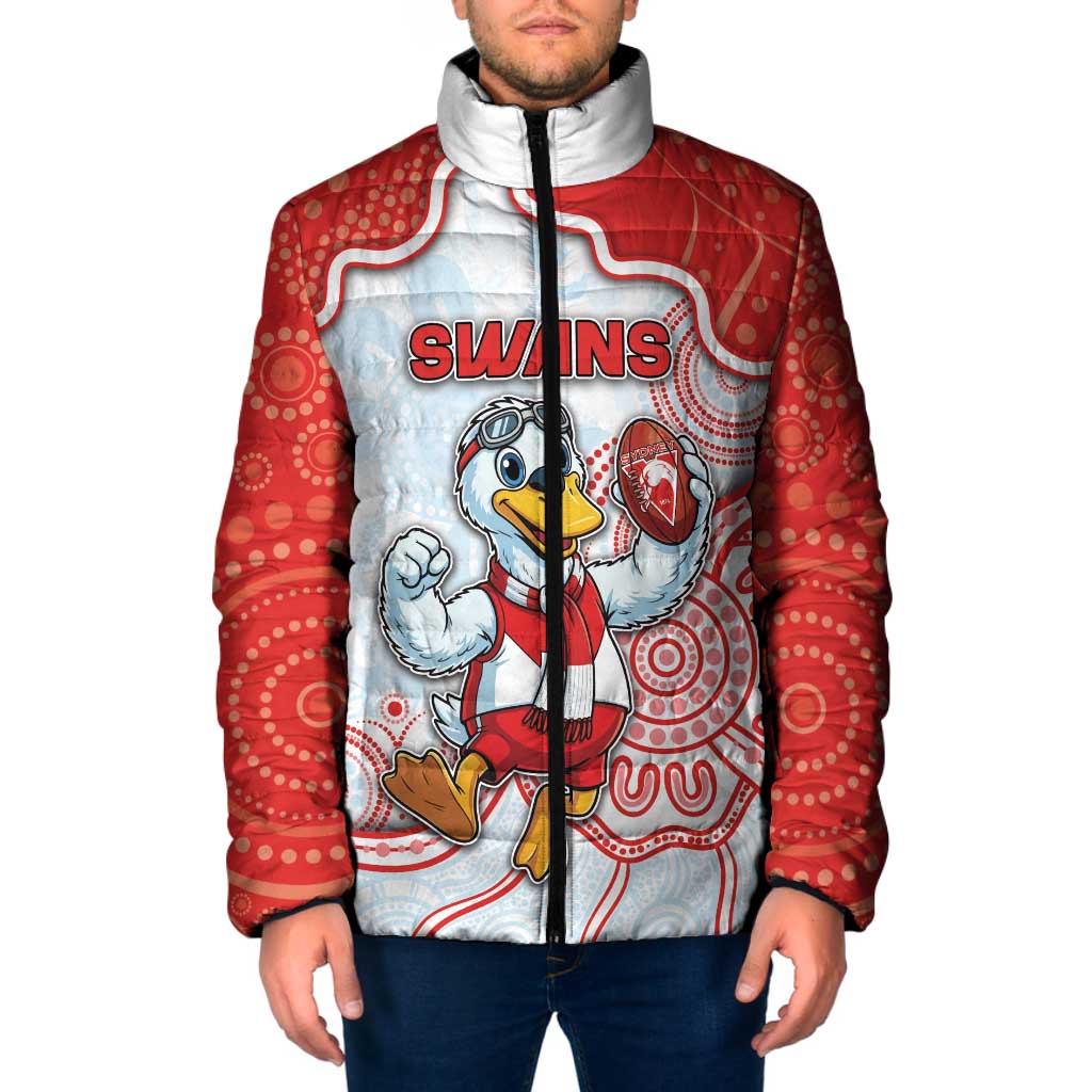 Custom Swans Football Padded Jacket Aboriginal Dot Art Pattern