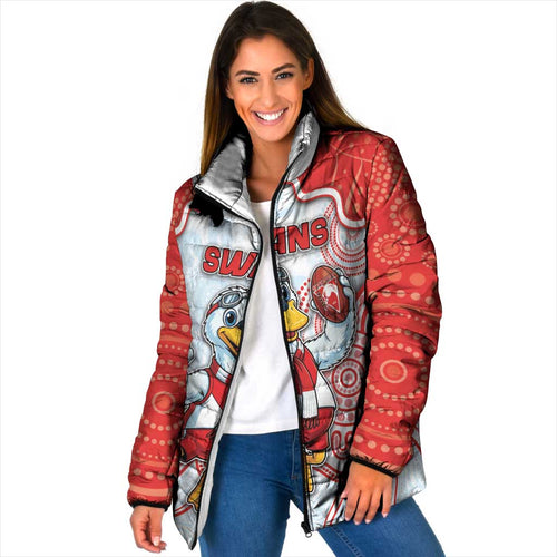 Custom Swans Football Padded Jacket Aboriginal Dot Art Pattern