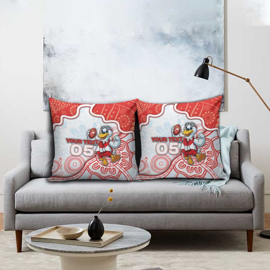 Custom Swans Football Pillow Cover Aboriginal Dot Art Pattern