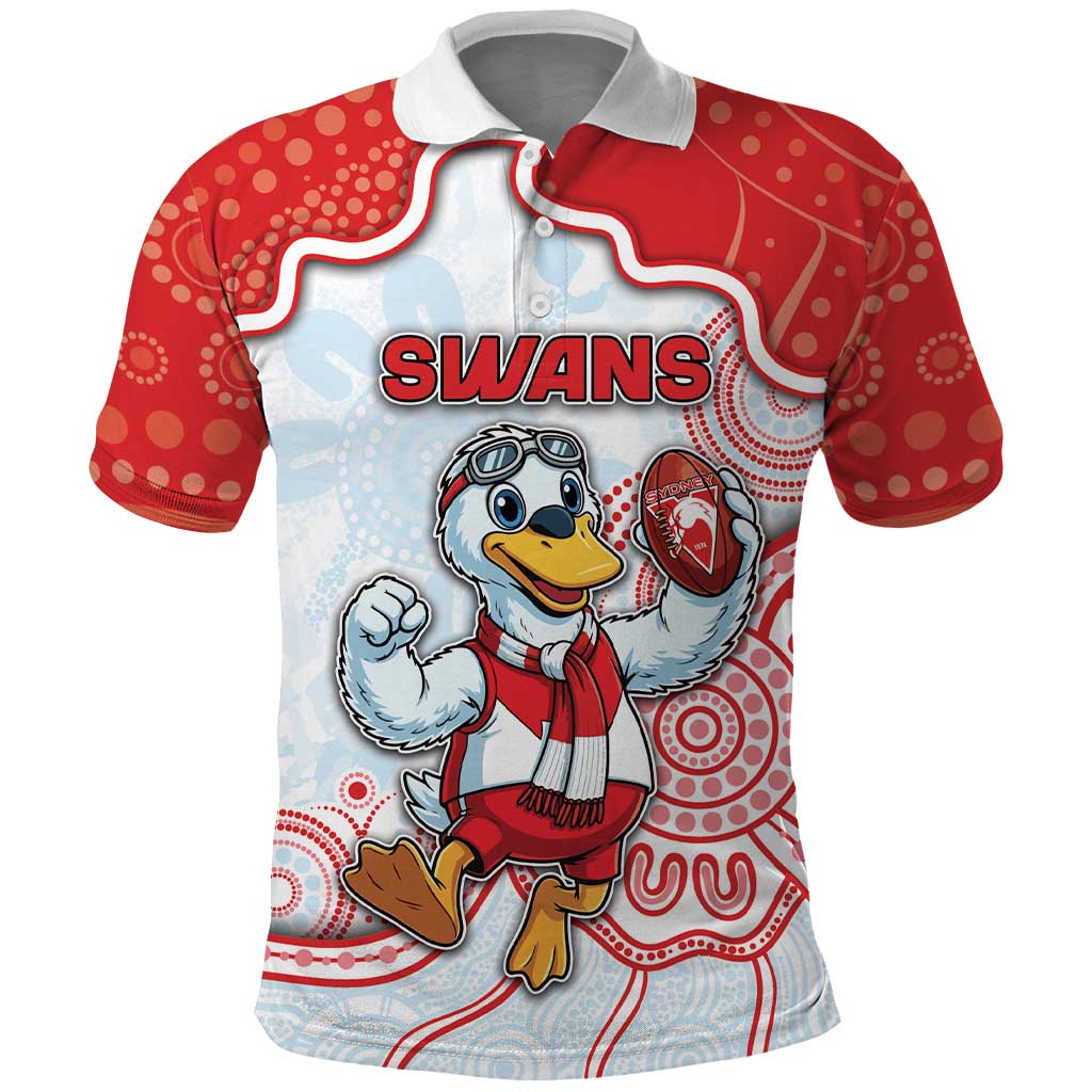 Custom Swans Football Polo Shirt Aboriginal Dot Art Pattern